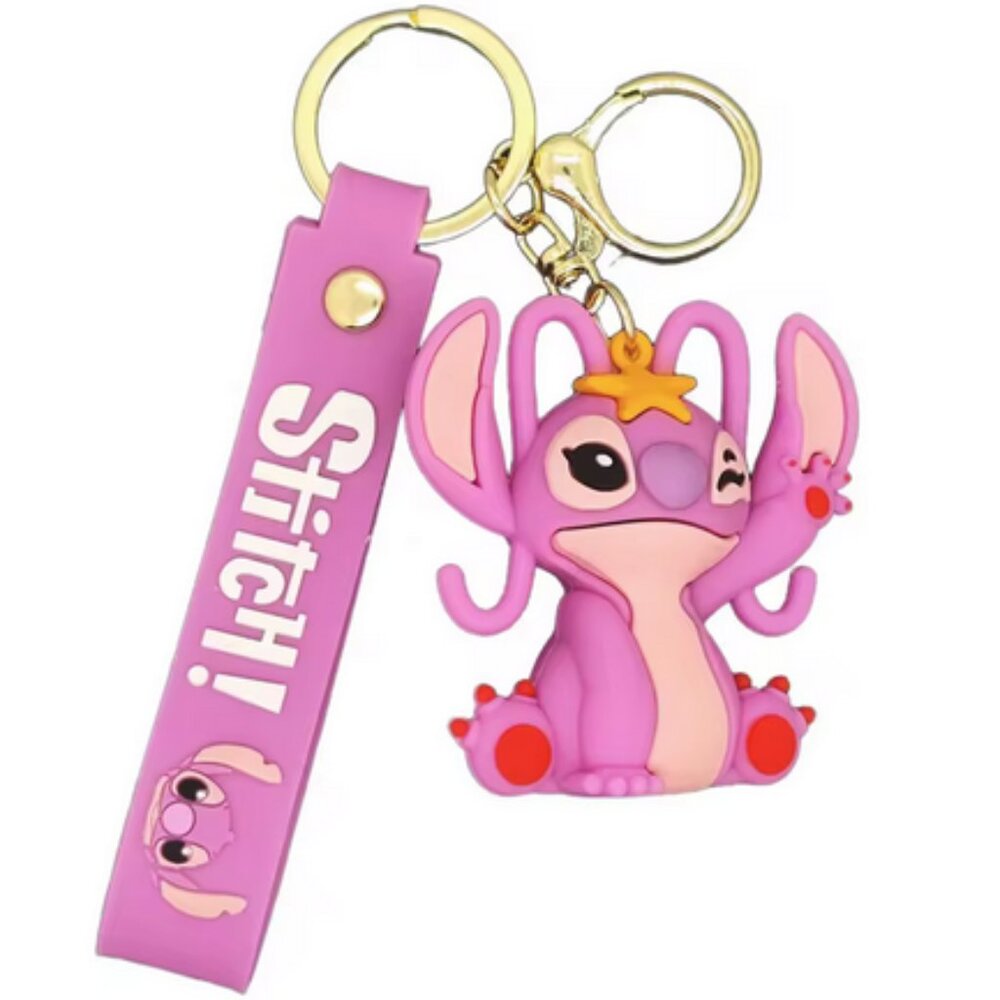 Disney Lilo Stitch Angel Star Silicone 3D Keychain Bag Charm Pendant Keyring